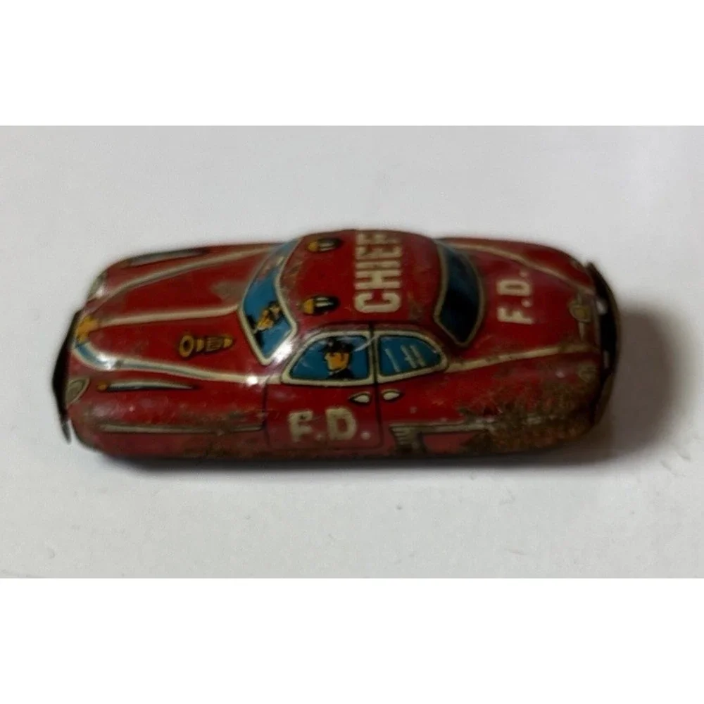 VTG Tin Litho Japan Yone Ishimura Fire Chief Car FD Toy Car (301E)